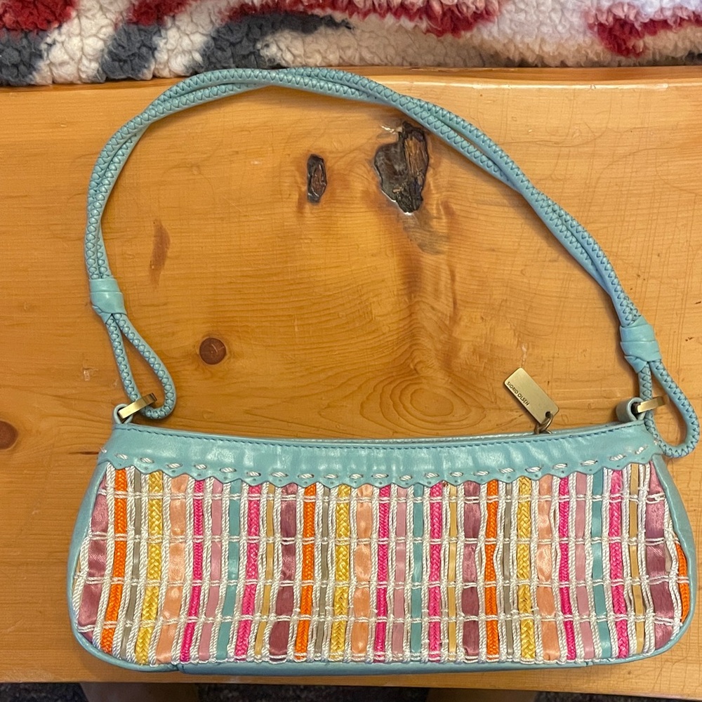 Sigrid Olsen Pastel Multi-Color Woven Shoulder Bag in Light Blue